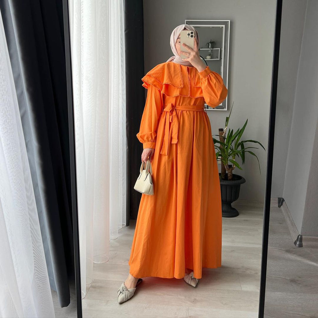 Orange Shoulder Dress IS-001
