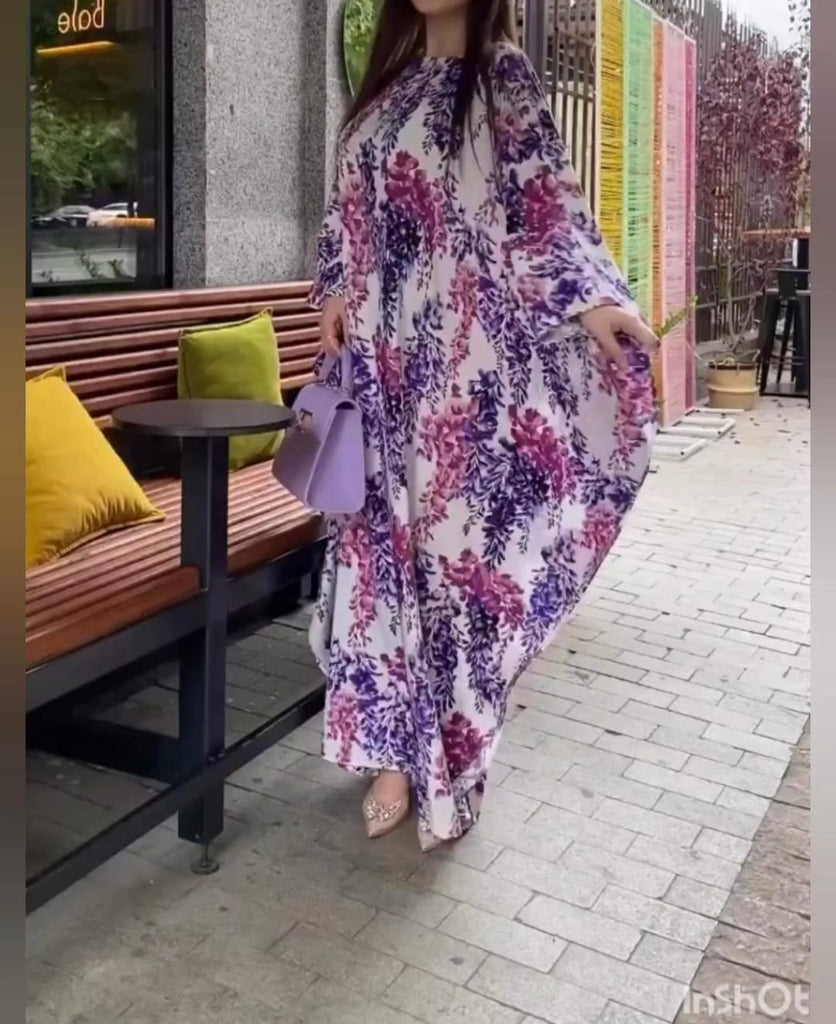 Purple Floral  Kaftan