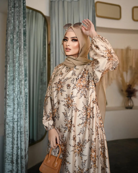 Floral Abaya Brown HAC_0066