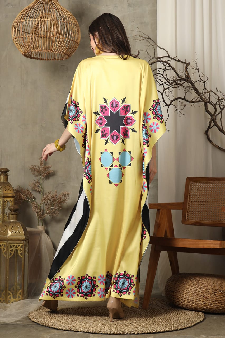 Yellow Stripe Kaftan HSK-0018