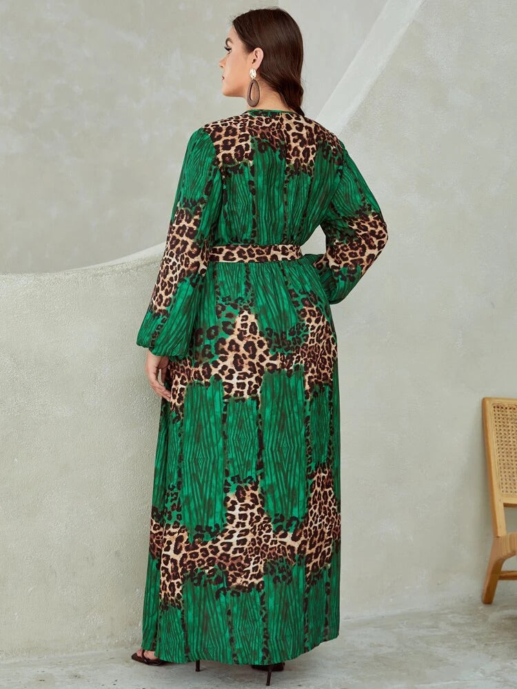 Green Cheetah Frock HLF-0047