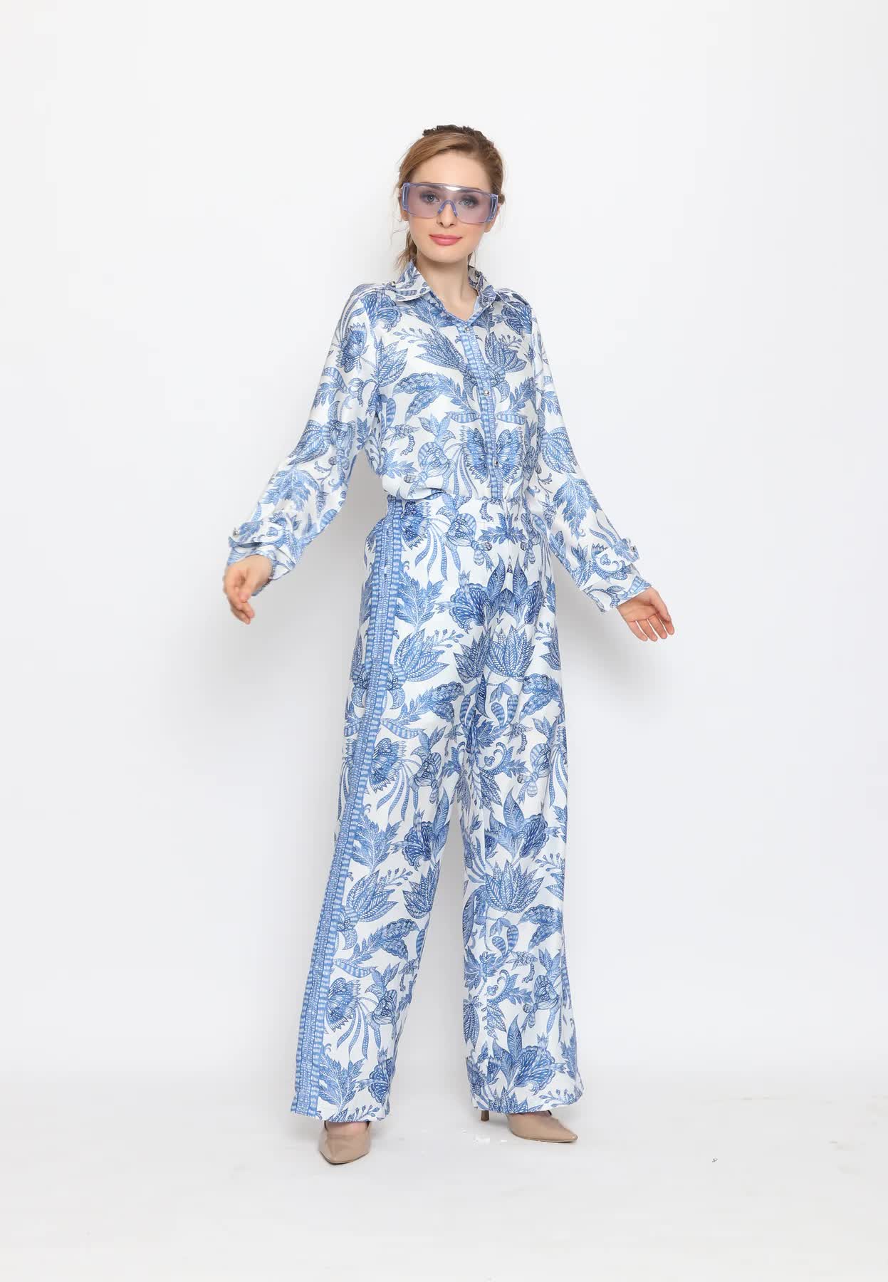 Blue Tiles Pant Set HCS-0015