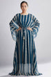Teal Colored Line Kaftan HLK-0162