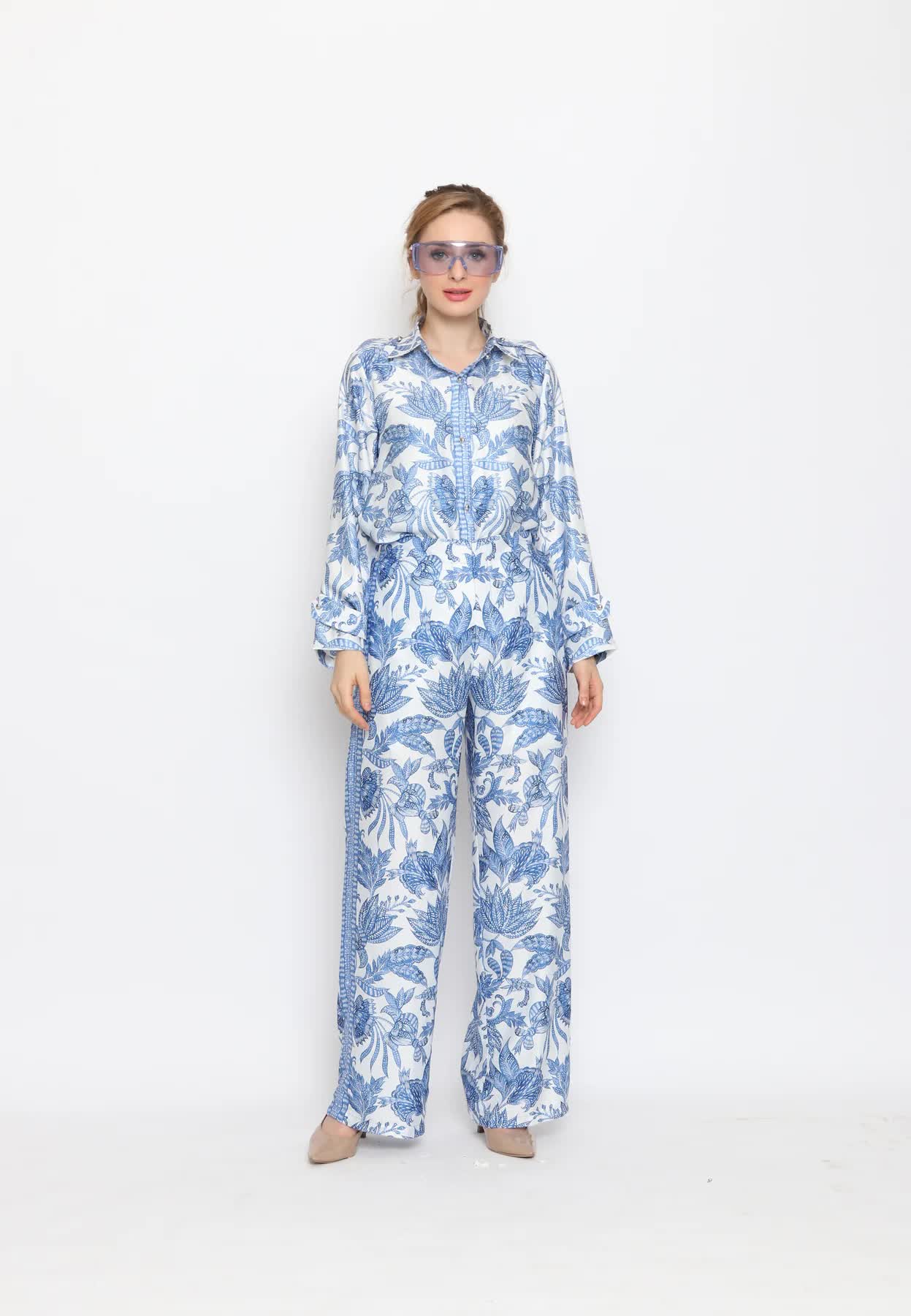 Blue Tiles Pant Set HCS-0015