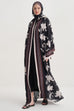 Black flush Abaya Gown set