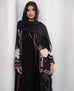 Black Floral Abaya Gown with Scarf
