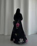 Black Floral Abaya Gown with Scarf