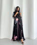 Black Floral Abaya Gown with Scarf