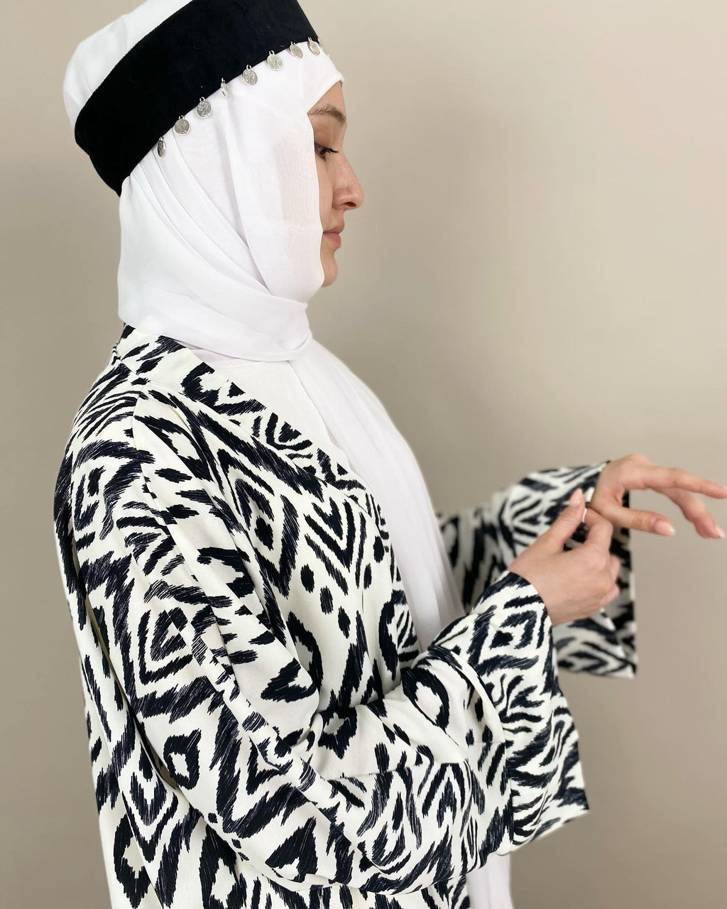Ikat Black Abaya Set HAC_0088